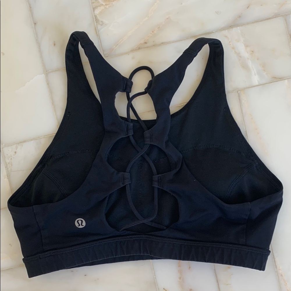 lululemon size 6 Black racerback lace up Sports Bra